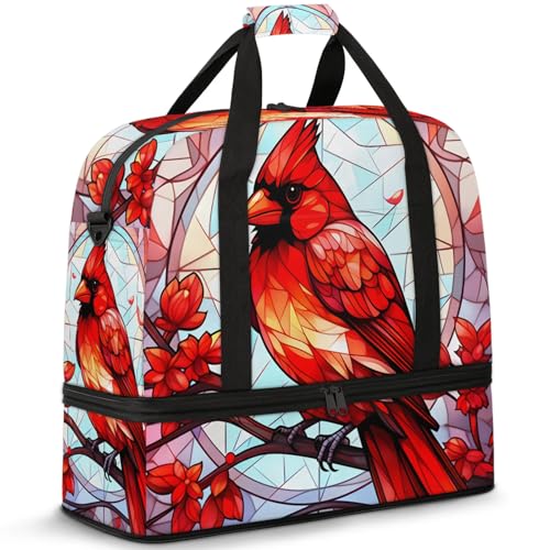 Large Weekender Overnight Bags Abstract Bird Glass Travel Duffel Bag for Women Men Gym Bag With Shoe Compartment Foldie Travel Tote Bag Carry On Personal Item Bag for Travel Gym Sports