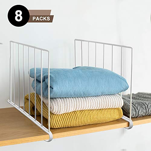 Shelf Dividers Closet Shelf Dividers Closet Wire Shelf Dividers Wire Closet Shelf Dividers Separator Steel Organizers Closet Organizer In Cabinets Kitchen Office (8 Packs) (White Shelf Dividers) #TOP1