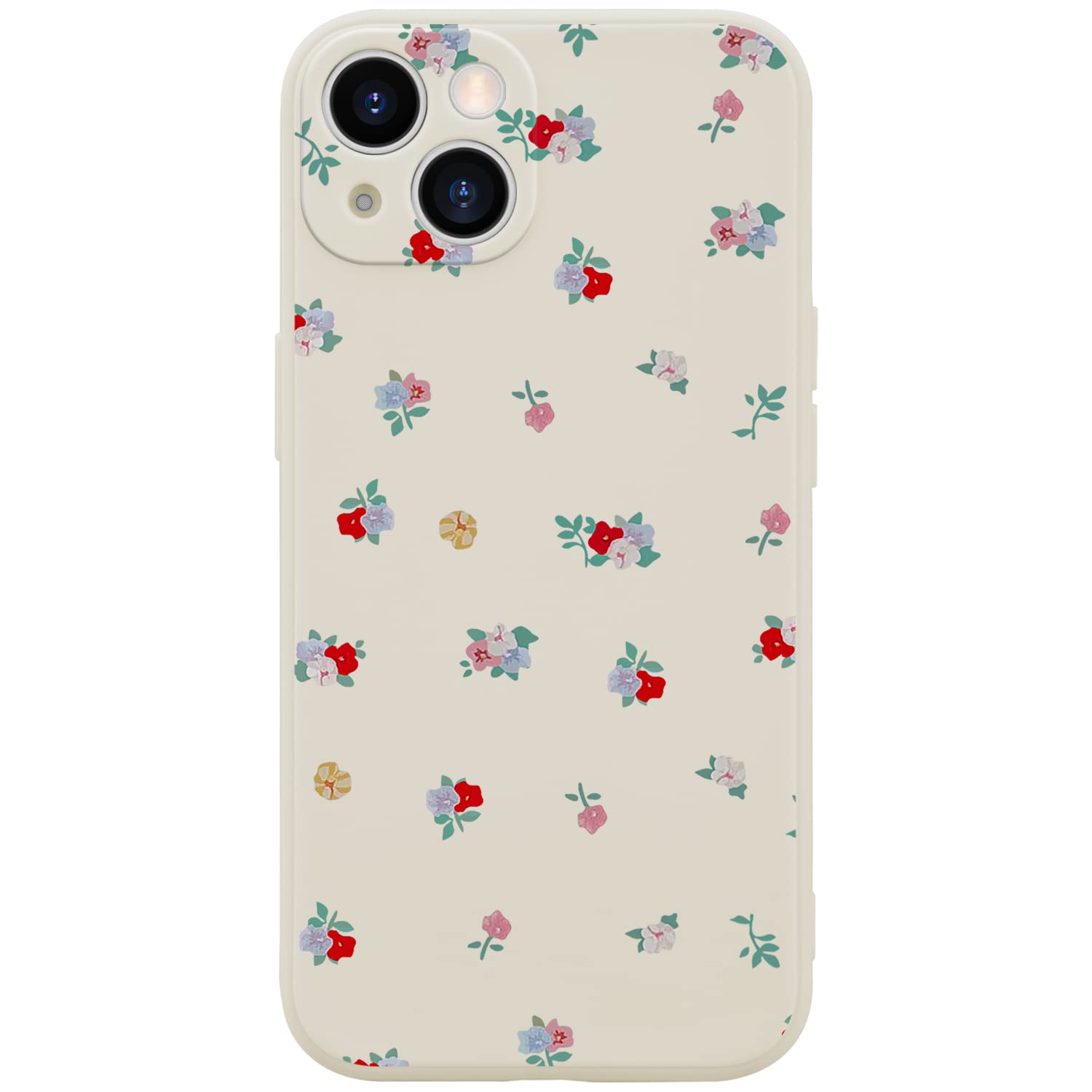 Wihytec Lovely Floral Phone Case for iPhone 14 PRO MAX Flowers Case Cover Liquid Silicone Soft Gel Rubber Anti-Scratch Durable Girly Women Matte Phone Case Microfiber Lining