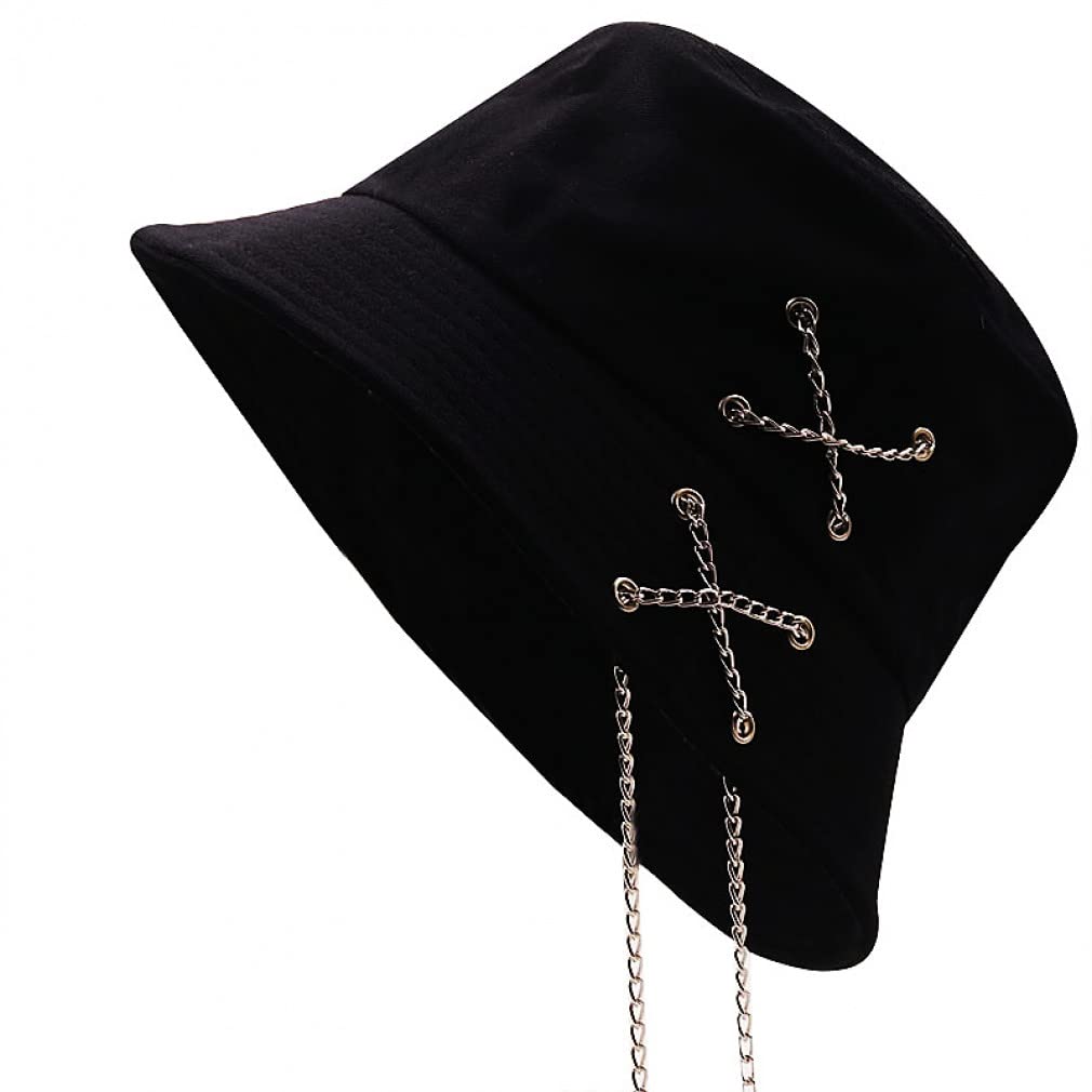 Cappello a Secchiello in Cotone Cappello da Pescatore a Catena Incrociata Cappello Unisex Cappello da Sole all'aperto in Tinta Unita per Donna Uomo