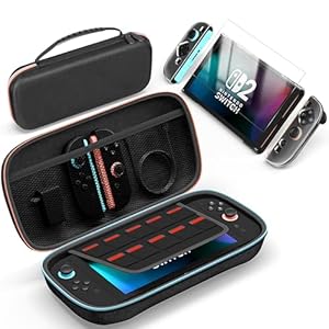 Firven 3-in-1 Accessories Bundle for Nintendo Switch 2, Hard Shell Travel Carrying Case with Large Capacity, Dockable Protective Cover and 2 Screen Protectors, Protective Gaming Accessories for Switch 2