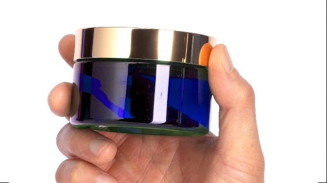 Amazon.com: 16 盎司(約453.6 毫升)鈷藍色PET 塑膠罐,附金色金屬蓋蓋蓋