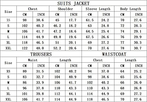 Sliktaa Homme Costume Élégant 3 Pièces Bleu Tuxedo Slim Fit Classique d'affaires Mariage Bals Veste+Gilet+Pantalon,M,Bleu - Image 8