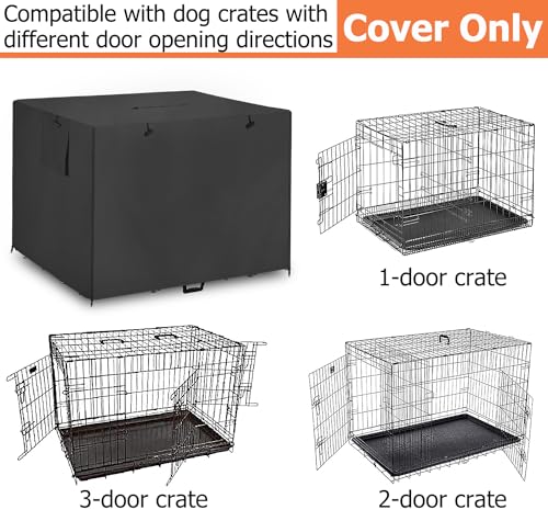 48Inch Wire Dog Crate Cover,Durable Windproof Privacy Polyester Pet Kennel Covers,Breathable Blackout Cover for 1/2/3 Door Dog Cage. (48" L x 30" W x 33" H,Black) - Image 6