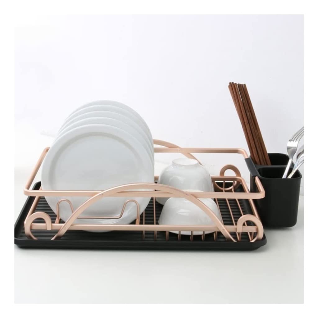 GLJTUO Kitchen Countertop nizer with Removable Drainer Tray Dish Drying Rack for Plates Bowls Cups Drainage Utensil Holder Space Saving Kitchen Counter nizer