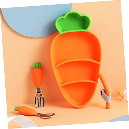 Miniatura 6 de 1 juego de platos de zanahoria platos llanos de cerámica para niños pequeños, platos para niños pequeños con cuenco de arroz de porcelana, platos