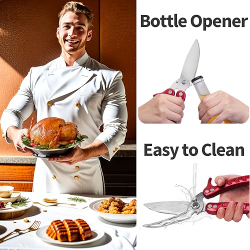 Gaifongre Heavy Duty Poultry Shears,Kitchen Shears For Food Heavy Duty,Kitchen Scissors All Purpose,Rigid Bones,Chicken,Fish,Meat,Easily Separable For Thorough Cleaning,Dishwasher Safe. thumb #4