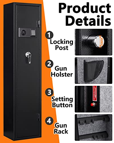 Fandon 4-5 Gun Safe,Gun Safes For Home Rifle And Pistols, Quick Access Rifle Safe,Gun Safes For Home Rifle And Shotguns With Adjustable Dividers & Racks, Dual Alarms & Silent Mode #TOP4