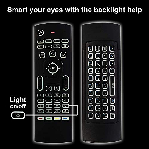 Air Mouse Remote Mx3 Pro With Backlit, Rock&Rown 2.4G Air Remote With Wireless Keyboard,Backlit And Key-Learning Function, Best For Android Tv/Box/Pc/Android Projector/Htpc/Xbox/Raspberry Pi #TOP1