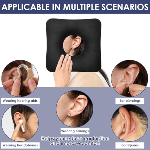 VAVPUP Piercing Kissen mit Loch,Ohrlochkissen für Seitenschläfer mit Ohrloch,O-Förmiges Design,Superfeine Baumwollfaser,Starke Stützkraft,Tragbar Donut Kissen für Zuhause,Reisen und Büro(schwarz)