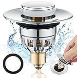 Tomario Sink Plugs Bathroom Plug, Stainless Steel Bathroom Basin Plug Pop Up Plugs for Wash Basin, Push-Type Sink Plug Replacement Bath Drainer Filter Plug with Bounce Core for 34-40mm Drain Hole