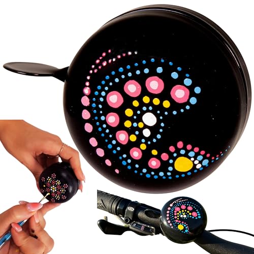 Timbre de bicicleta retro pintado a mano, 5,8 cm, alto 100 dB, resistente al agua, construcción de metal resistente, fácil montaje, manillar de 18 – 25 mm, para niños, niñas, niños, regalo para