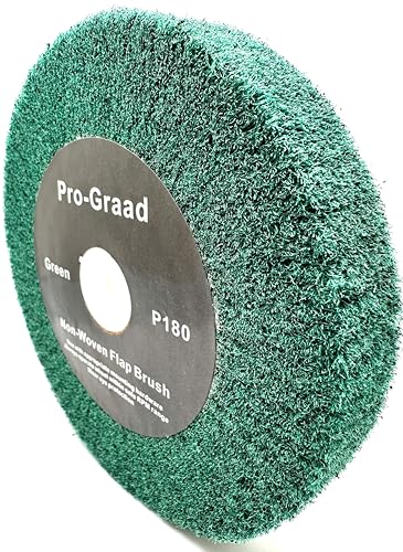 Image of 6 inch x 1 inch Green 180 Grit Non-Woven Bench Grinder Polishing Burnishing Satin Finishing Flap Brush Wheel for Aluminum Copper Metal Golf Club Refurbishing, Compatible for 1 /2 inch, 5 /8 inch, 3 /4 inch Arbor