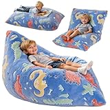 BRINJOY Sitzsack Kinder, 3-in-1 mit Memoryschaum-Füllung und abnehmbarem Bezug für Spielzimmer, Kinderbetreuung, Schlafzimmer, Faule Bodenmatte-Liege für Jungen und Mädchen