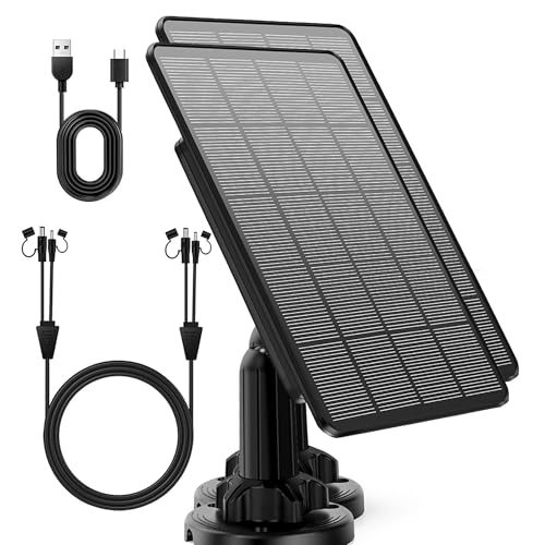 Pannello solare 12V/1A 6V/2A con batteria al litio ricaricabile integrata da 4000mAh IP66, accessorio da caccia compatibile con telecamere da gioco di caccia o mangiatoia per cervi (2 Pezzo)