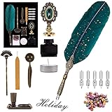 ISASSY Feather Pen,Calligraphy Pen with Ink Set,Quill Pen and Ink Set and Gift Writing Stamp Set...
