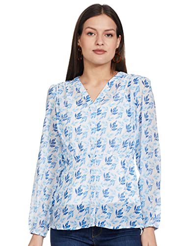 Image of Amazon Brand - Eden & Ivy Women's Georgette V-Neck Long Sleeve Regular Fit Shirt Top (Available in Plus Sizes)