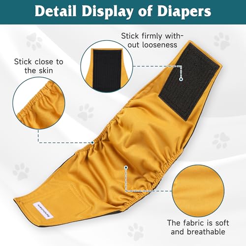 Image of 4 Pack Dog Diapers Male Reusable, High Absorbing Dog Wraps, Belly Bands for Male Dogs with Incontinence or Frequent Urination(Large, Orange & Gray)