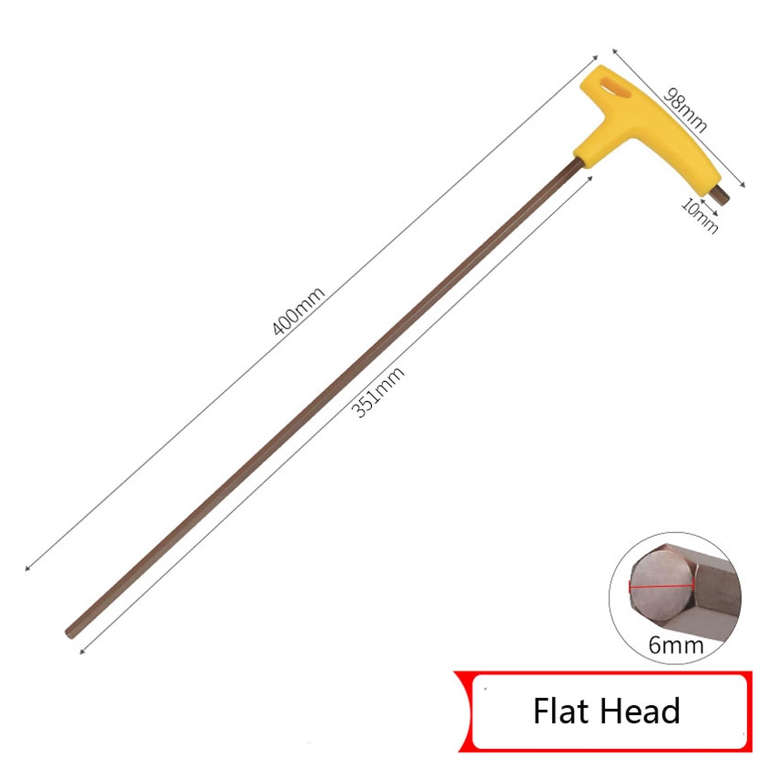 T-Griff-Schlüssel, Schlitz-/Kugelkopf-Schraubendreher, Sechskantschlüssel Handwerkzeuge 400mm Länge 3-10mm(6mm flat head)