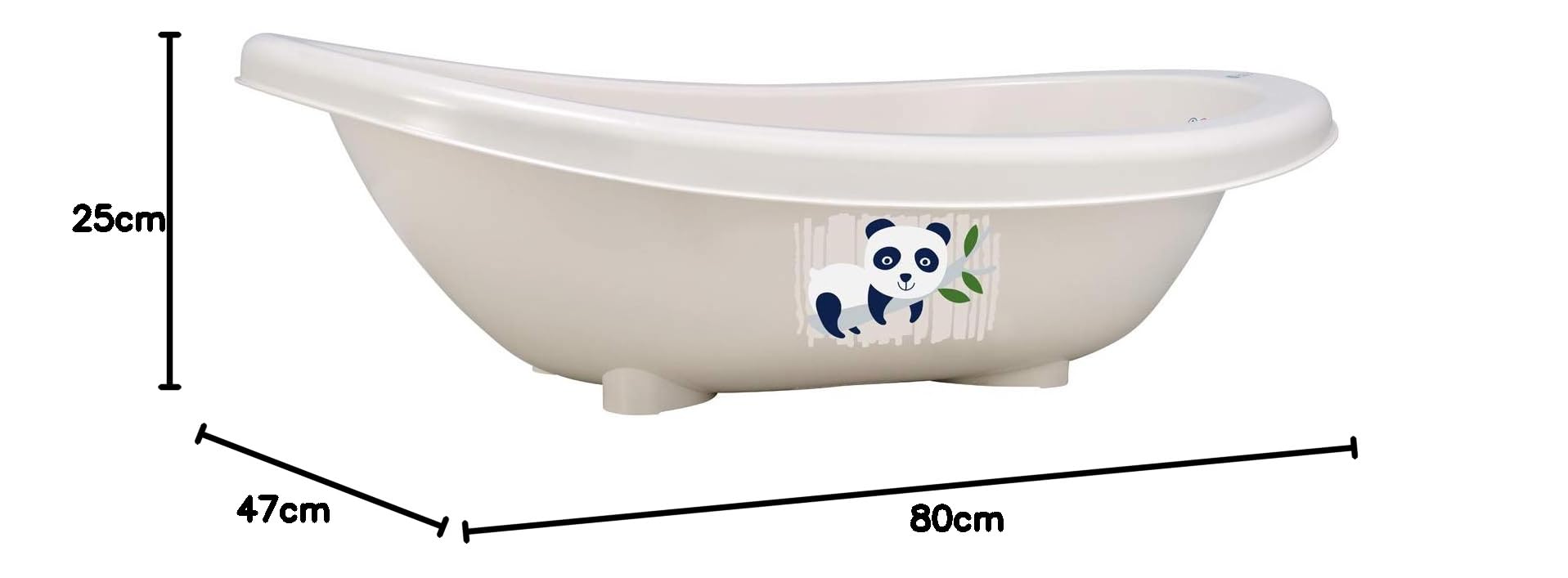 Rotho Babydesign Ekologiczna wanna Panda, w 100% biodegradowalna, 80 x 47 x 25 cm, Organic White