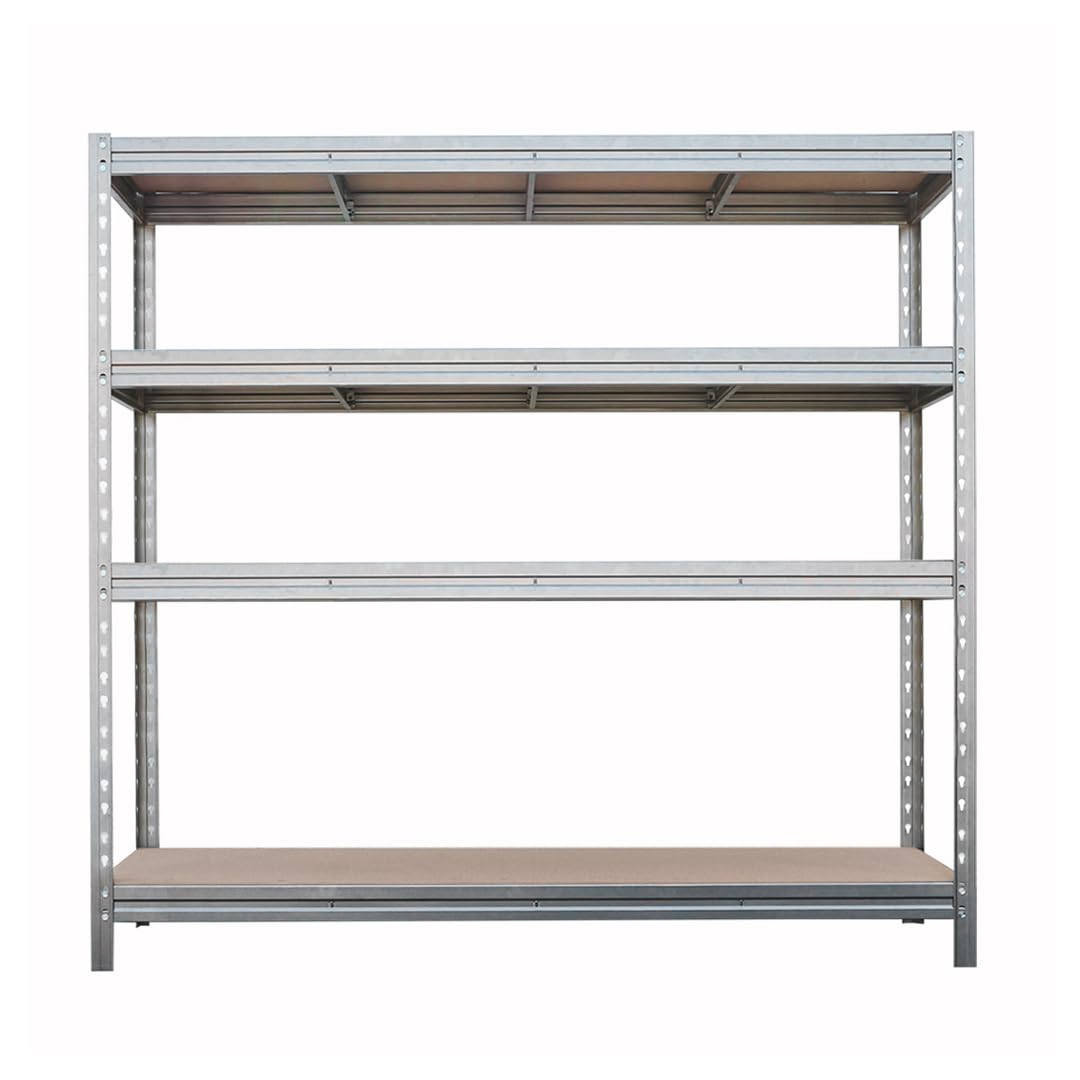 Regał do dużych obciążeń Bullrack Rivet 200 x 200 x 60 cm – 4 półki po 600 kg – ocynkowany, system wtykowy, regulacja wysokości, regał magazynowy, regał warsztatowy, regał garażowy z
