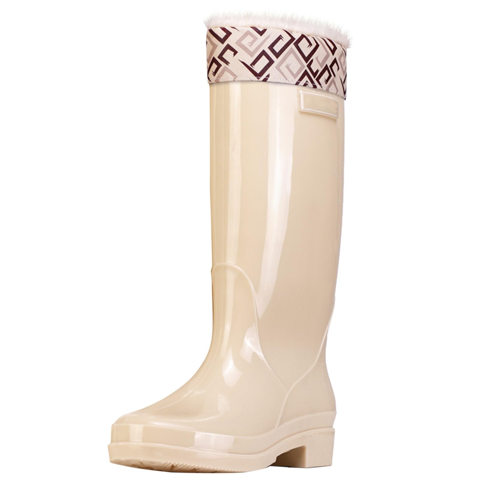 Botas de lluvia altas hasta la rodilla para mujer y mujer, botas altas de lluvia para nieve, botas de invierno cálidas de forro polar, para festivales, jardín, pesca, lavado de coche, botas de