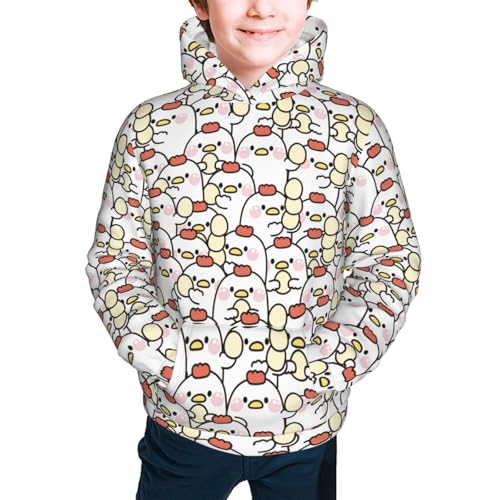 Cute Hen with Egg Kids Pullover Hoodies Boys Sweatshirts Girls Athletic Clothes with Pocket2