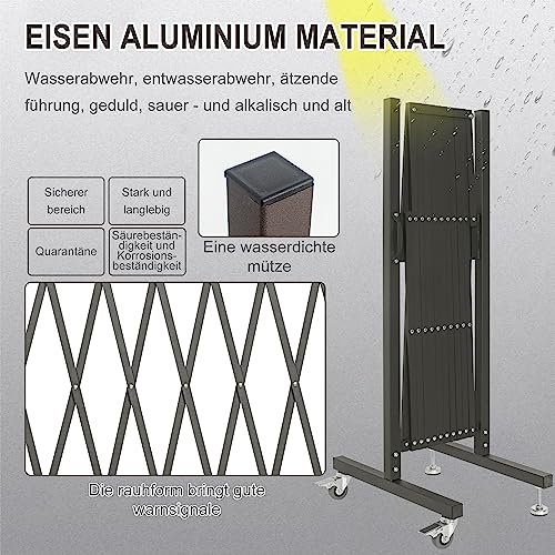 OUUTMEE Scherengitter ausziehbar outdoor Zaunrollen mit maximaler Breite 330cm x Höhe 120 cm, Teleskop-Tor, Baustelle/Bahnhof/Schule/Garage, Zauntor (leicht, kompakt) Schwarz