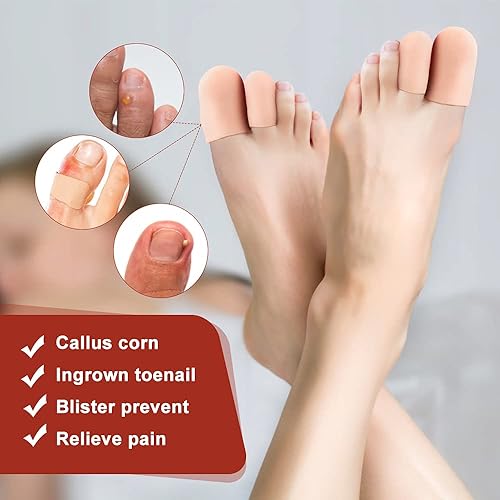 Vista 14 de Gorras de gel para los dedos, paquete de 14 protectores de dedos para mujeres, fundas de silicona para los dedos de los pies, para hombres