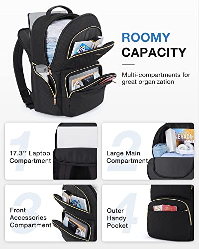 Bagsmart Laptop Backpack For Women, Travel Backpack Fits 17.3 Inch Computer Bookbags 40L Back Pack With Charging Port Hole For School College Work Business, Black #TOP1