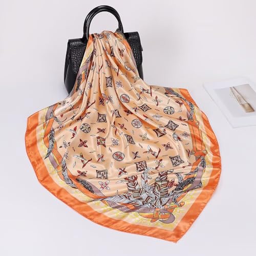 Silky Head Scarf Lightweight Satin Hair Scarf Printed Square Scarf Bandanas Fashion Neck Tie for Women 35 Inches4