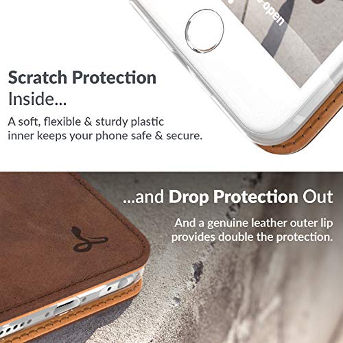 Snakehive Vintage Wallet For Apple Iphone 6S/ 6 || Real Leather Wallet Phone Case || Genuine Leather & 3 Card Holder || Flip Folio Cover With Card Slot (Chestnut Brown) #TOP2