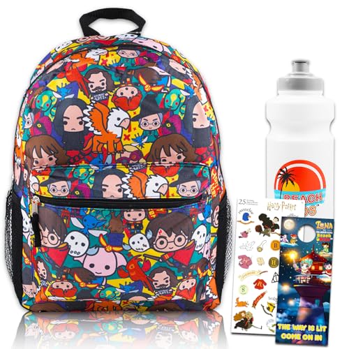 Harry Potter Conjunto de mochila para meninas - Pacote de 40,6 cm com garrafa de água, adesivos e mais | Mochila infantil