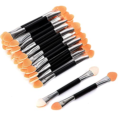 50pcs Disposable Double-sided Eye Shadow Brush Applicator, Double-headed Oval Sponge Makeup Brush tool, Double-color Eye Applicator