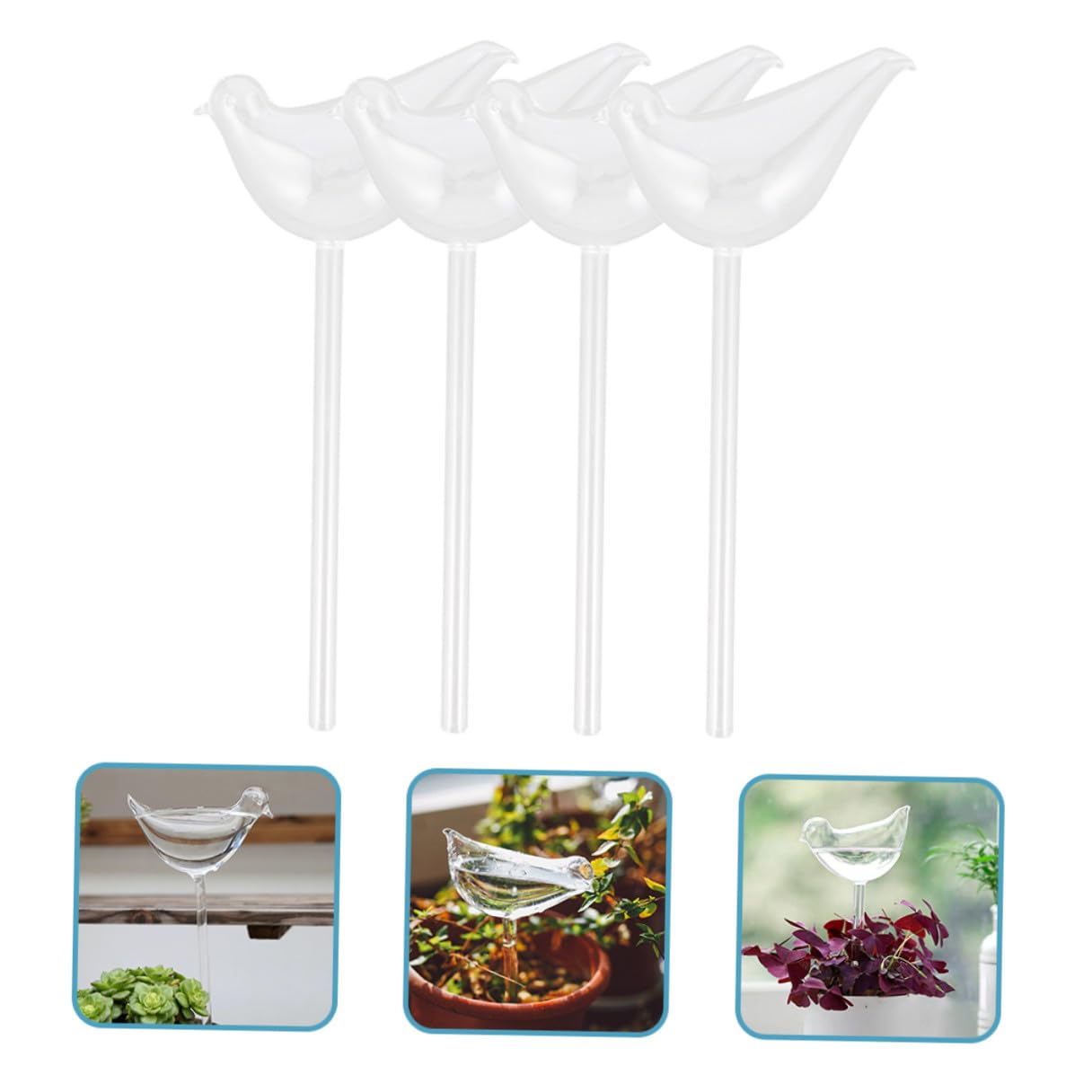 VICASKY Globes D'arrosage Automatiques en Verre Borosilicaté pour Plantes, Lot de 4, Facile à Utiliser et Auto-Irrigation, pour Voyages et Festivals