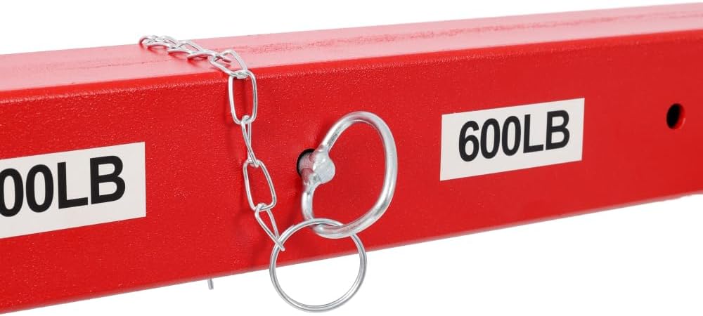 Pickup Truck Crane, 1000lbs Capacity Truck Bed Hoist with 360° Swivel Base, Hydraulic Lift Arm with 4 Extension Positions, Portable Engine Hoist for Loading Equipment, Red Gantry Crane