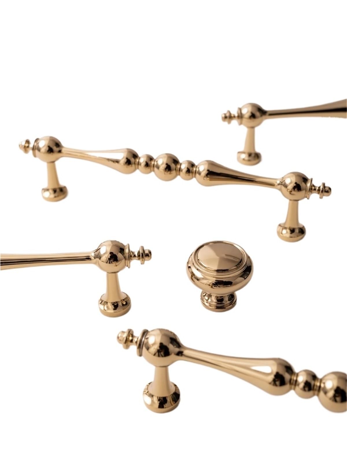Qvorlth Vintage Cabinet Pulls Solid Brass Kitchen Cabinet Handles Copper Wardrobe Pulls Gold Furniture Handle Dresser Drawer Knobs(Knob-30mm)