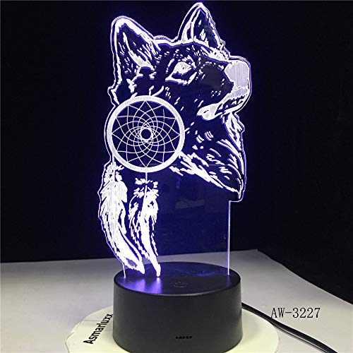 Preisvergleich Produktbild Weihnachtsgeschenk 3D Nachtlicht Tier Wolf Bunte Fernbedienung Touch Led Beleuchtung Kreative Nachttischlampe, Möbel Dekoration Kinder Geburtstagsgeschenk