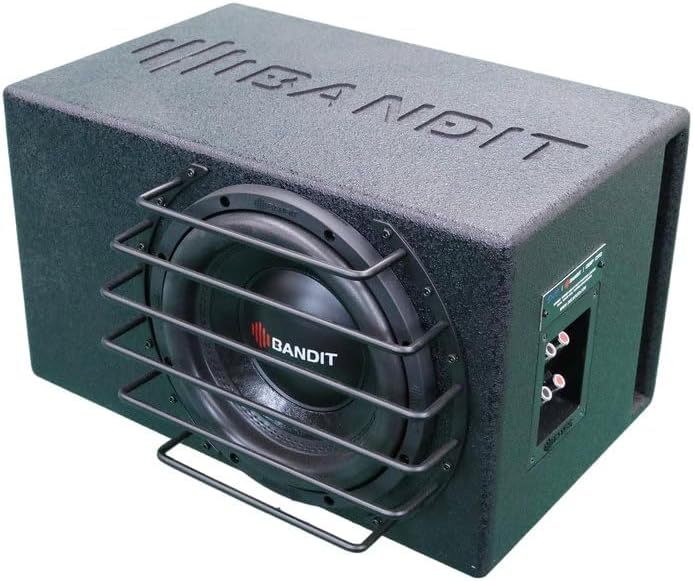 BANDIT10 Despacito Single 10-inch Subwoofer in A Box Cabinet 1000 Wrms 2000 Watts Peak with Grill Guard and Two Voice Coils 4 ohms Each