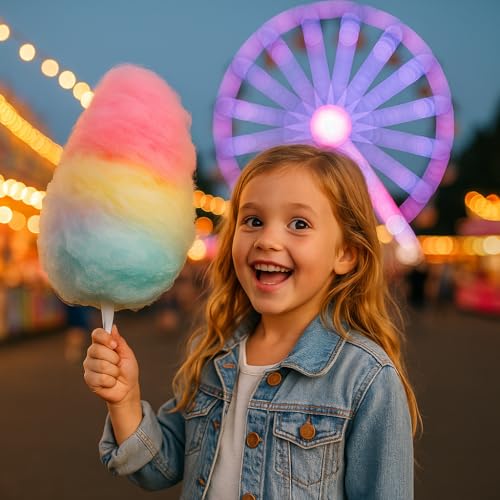Foto von Zuckerwatte Zucker Set 5 Sorten à 200g + 50 Stäbe – Aromazucker für Zuckerwattemaschine – Bubblegum, Erdbeere, Apfel, Vanille, Kirsche – Partyzucker für Kindergeburtstag, Jahrmarkt & Feste