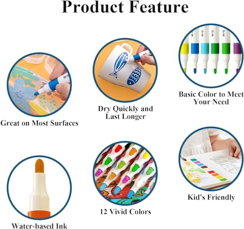 Image of 24 Shades Acrylic Markers Pen Paint Set for Rock Painting, Wood Paint Art Craft Calligraphy Drawing, Glass Ceramic, Journal, Doodling, Writing Books, Perfect for Sketching