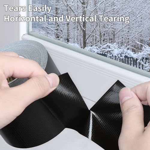 Image of Heavy Duty Single Side Duct Tape,2in x 33FT,Strong Adhesive High Strength,Versatile Mesh Adhesive Tape for Easy Sealing, Repairing and Bonding Indoors and Outdoors,Black