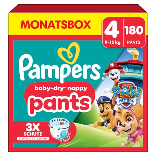 Pampers Baby-Dry Pants Paw Patrol Edition Größe 4, 180 Windeln, 9kg-15kg,...