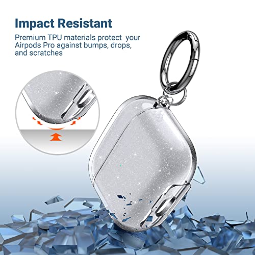 Ulak Compatible With Airpods 3 Case, Clear Glitter Shockproof Transparent Designed Soft Tpu Protective Cover With Keychain For Airpods 3Rd Generation 2021 [Front Led Visible], Glitter #TOP2