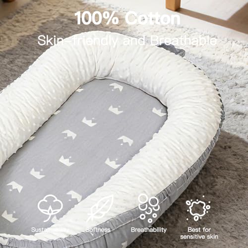 Image of Infant Support Cushion-Breathable and Soft Organic 100% Cotton, Portable Tummy Time Mat with Removable Support Cushion Cover, Floor Baby Support Cushion for Newborn - Dinosaur World