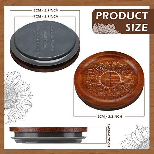 6 Pcs Brown Wide Mouth Mason Jar Lids Acacia Wooden Storage Canning Jar Lids Ball Jars Bamboo Wooden Lids With Airtight Silicone Sealing Rings For Kitchen Dry Goods Storage #TOP1