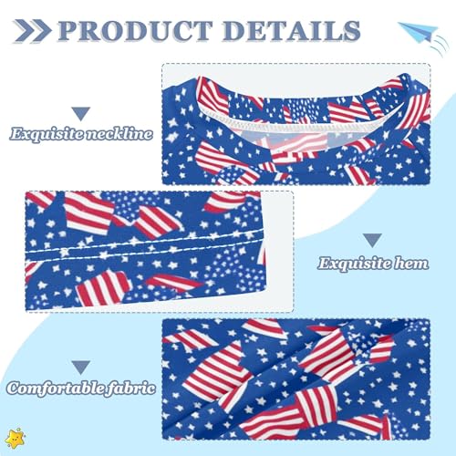 USA Flag Blue Boy Bathing Suit UV Protection Sports Shirts Swimwear Beach Tops 3T3