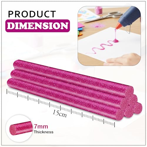 Image of GLUN 10 Piece Glitter Glue Sticks Pink Sparkles, 7mm x 6 Inch, Smooth Flow Adhesive for Office, School & Craft Projects