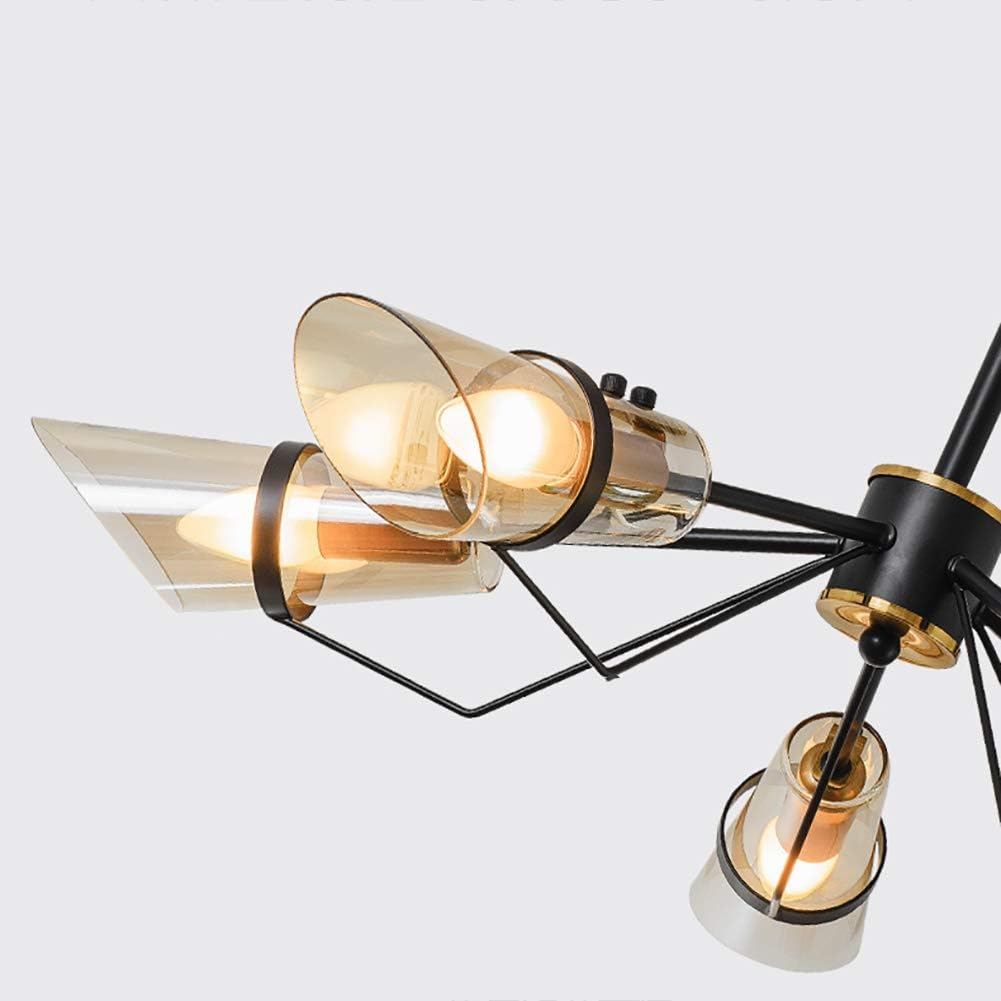 Modern Chandelier Industrial Iron Ceiling Light Fixture Mid Century Pendant Lighting Fixture for Kitchen Dining Room Living Room Foyer,Amber Platinum,8 Lights