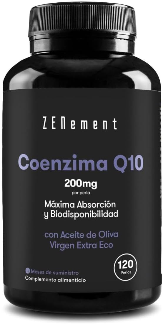 Coenzyme Q10, 200 mg | 100% Pure Naturally Fermented, 120 Softgels (4-Month Supply) with Organic Spanish Extra Virgin Olive Oil | High Strength, Antioxidant | Zenement